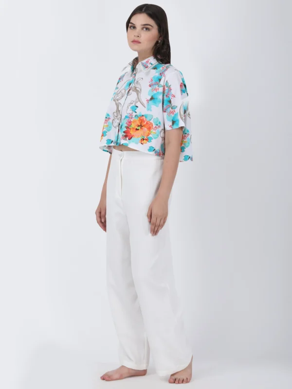 Blooming Dales Plain White Straight Pants