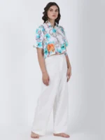 Blooming Dales Plain White Straight Pants