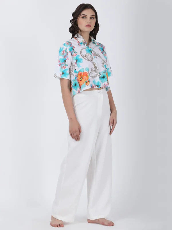 Blooming Dales Plain White Straight Pants