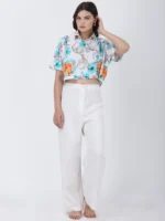 Blooming Dales Plain White Straight Pants