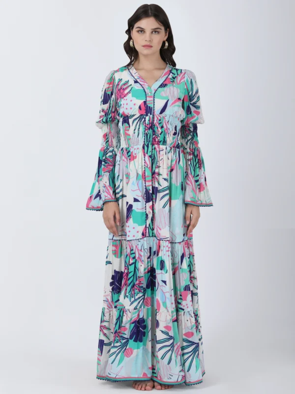 Coastal Floral Long Printed Dress