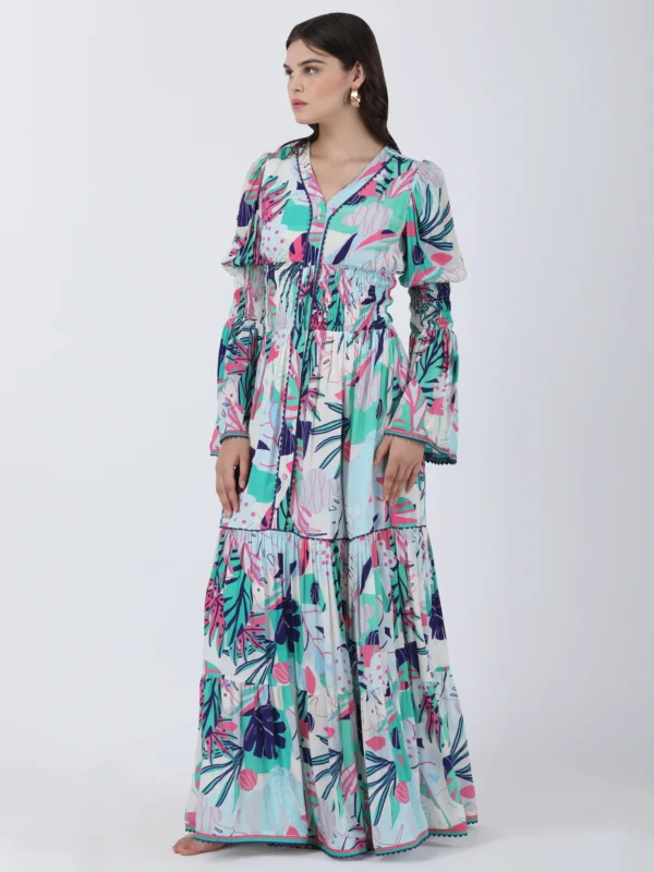 Coastal Floral Long Printed Dress