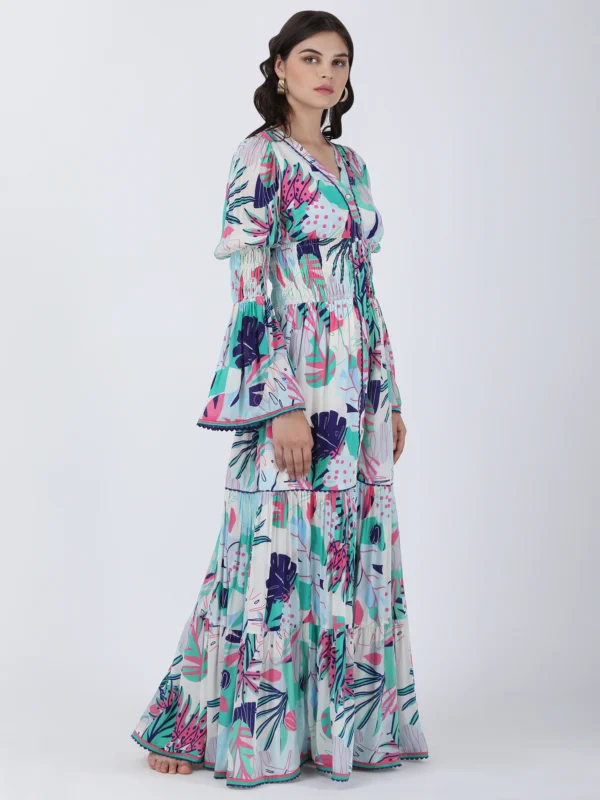 Coastal Floral Long Printed Dress