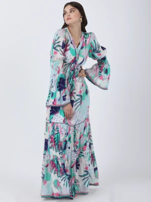 Coastal Floral Long Printed Dress