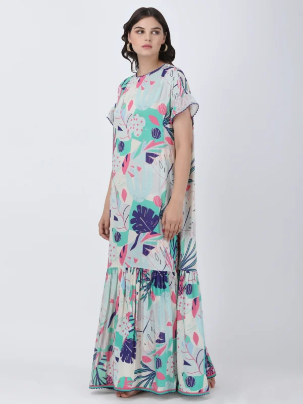 Coastal Floral Long Printed Maxi Dress