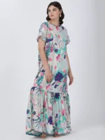 Coastal Floral Long Printed Maxi Dress