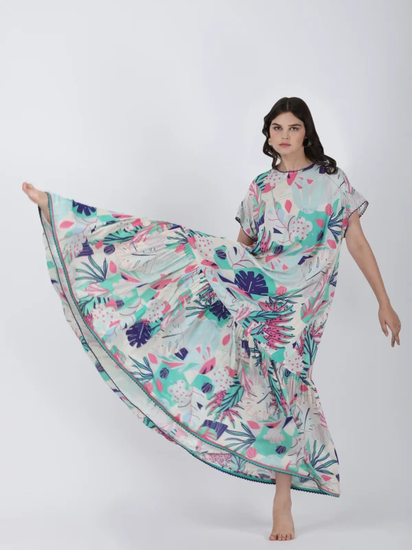 Coastal Floral Long Printed Maxi Dress