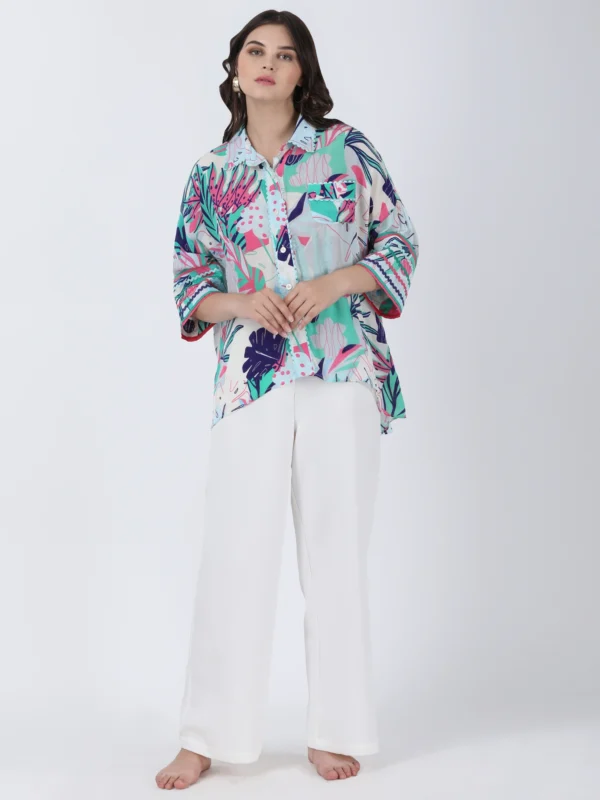 Coastal Floral Printed Loose Shirt