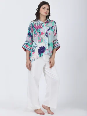 Coastal Floral Printed Loose Shirt