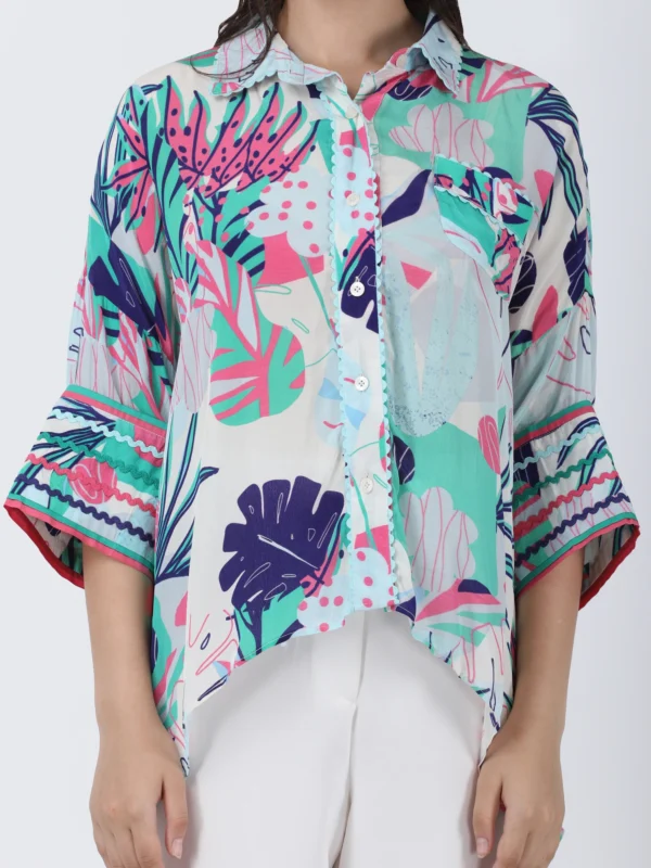 Coastal Floral Printed Loose Shirt
