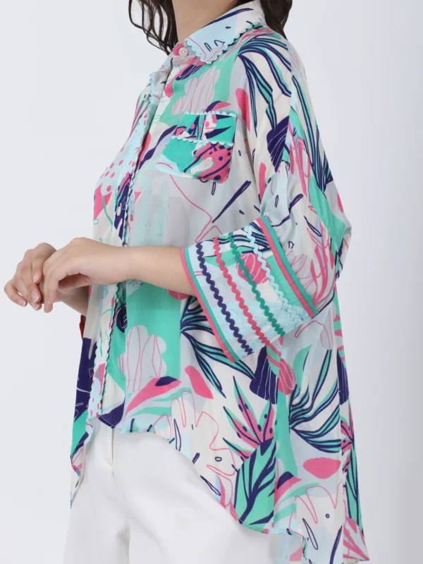 Coastal Floral Printed Loose Shirt