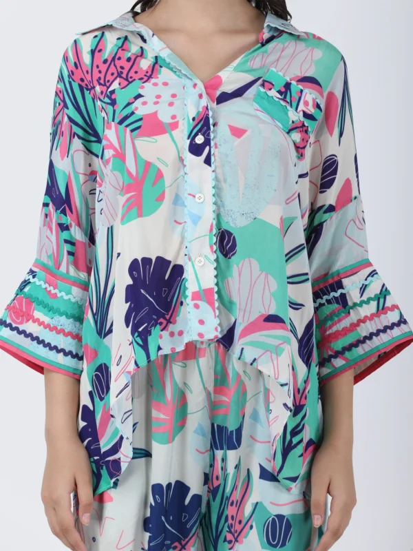 Coastal Floral Printed Loose Shirt