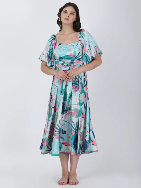 Coastal Floral Printed Midi Dress