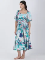 Coastal Floral Printed Midi Dress