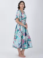 Coastal Floral Printed Midi Dress