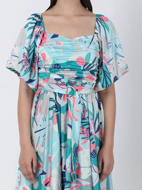 Coastal Floral Printed Midi Dress