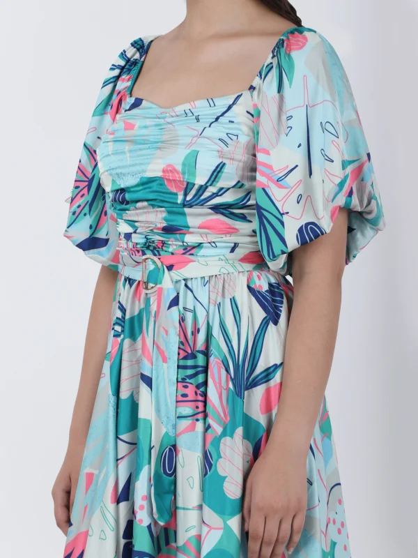 Coastal Floral Printed Midi Dress