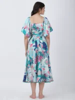 Coastal Floral Printed Midi Dress