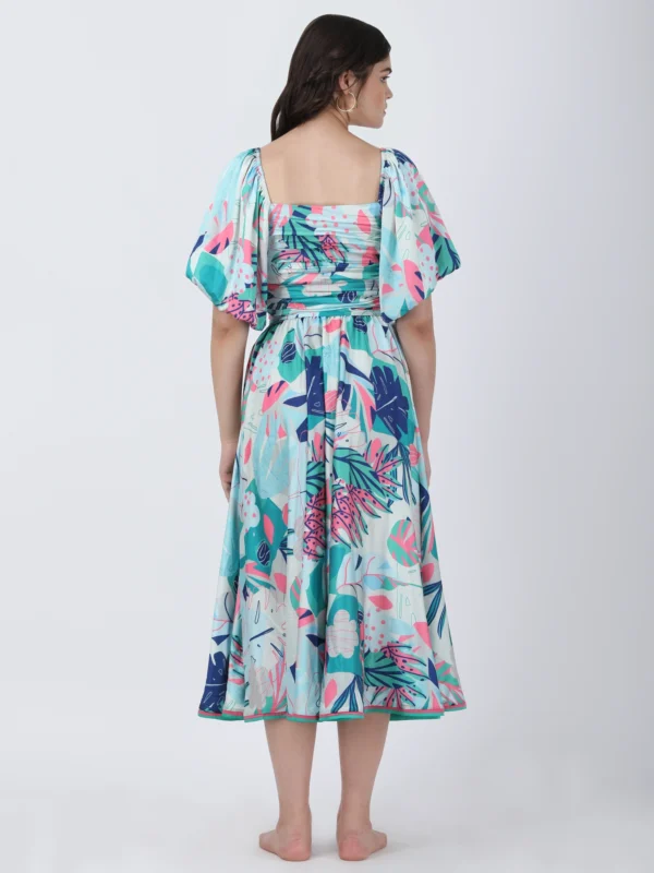 Coastal Floral Printed Midi Dress