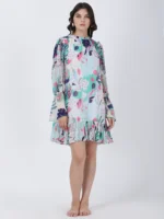 Coastal Floral Printed Short Dress