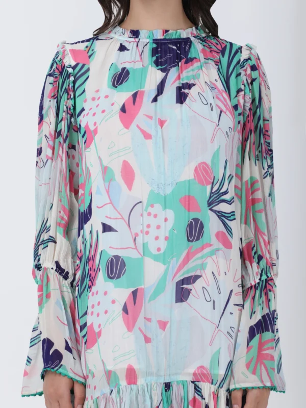 Coastal Floral Printed Short Dress