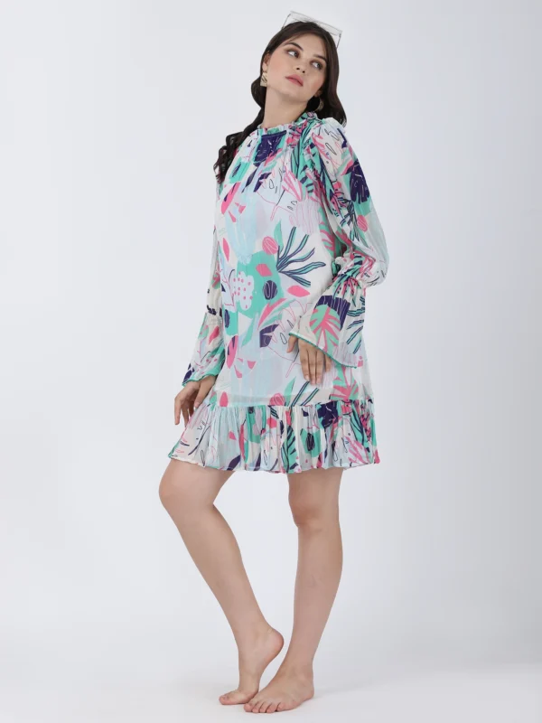 Coastal Floral Printed Short Dress