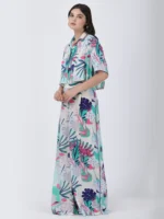 Coastal Floral Printed Straight Big Flaired Pants
