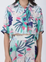 Coastal Floral Printed Straight Big Flaired Pants