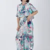 Coastal Floral Printed Straight Big Flaired Pants