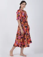 Wild Flower Printed Midi Dress
