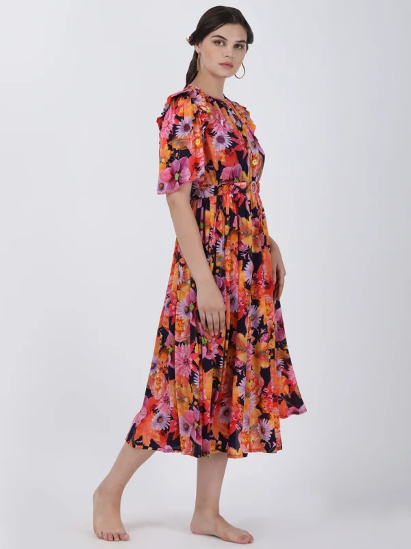 Wild Flower Printed Midi Dress