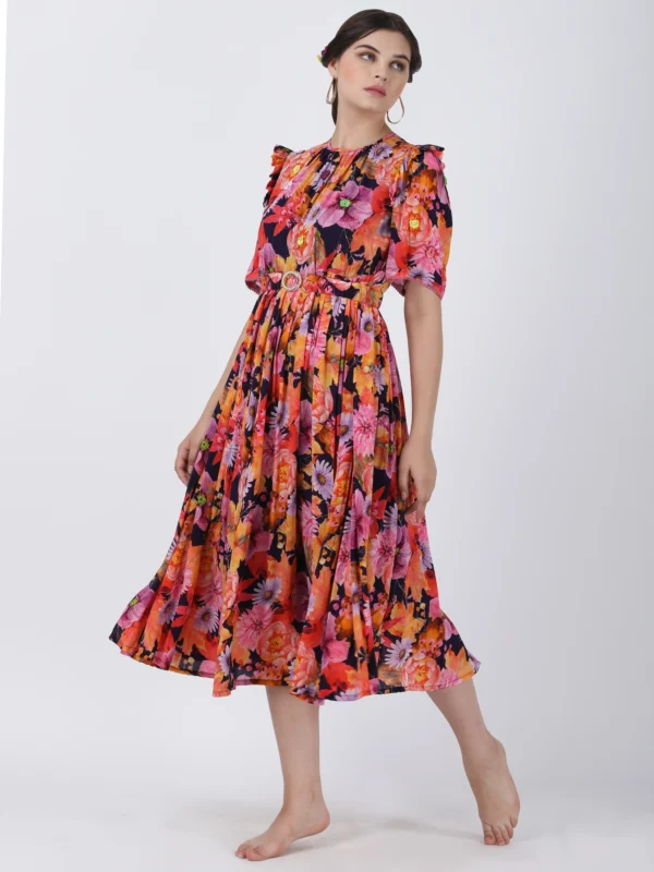 Wild Flower Printed Midi Dress