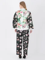 Black White Fleur Bomber Jacket Set