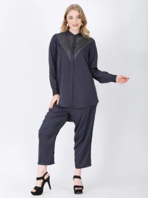 Charcoal Grey Contas Tunic Set