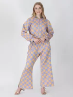 Lavender Shepherds Plaid Bomber Jacket Set