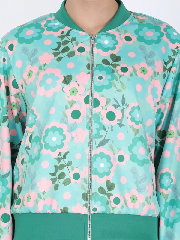 Green Vintage Garden Bomber Jacket Set