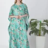 Green Vintage Garden Long Kaftan