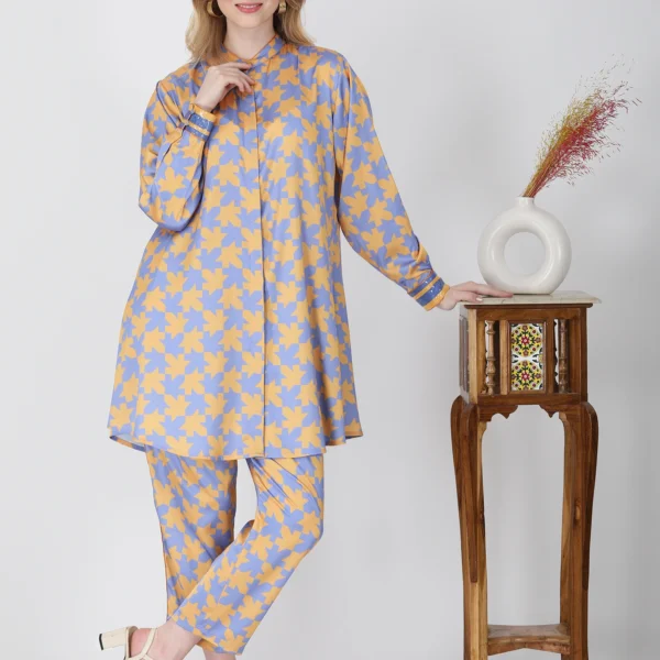 Lavender Shepherds Plaid Tunic Set