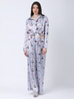 BABY BLUE REGIUM PRINTED SATIN CORD SET