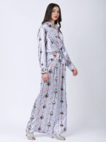 BABY BLUE REGIUM PRINTED SATIN CORD SET