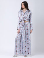 BABY BLUE REGIUM PRINTED SATIN CORD SET