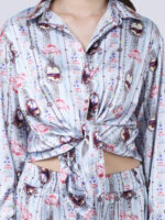 BABY BLUE REGIUM PRINTED SATIN CORD SET