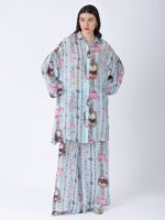 BABY BLUE REGIUM PRINTED VISCOSE CREPE CORD SET