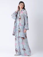 BABY BLUE REGIUM PRINTED VISCOSE CREPE CORD SET