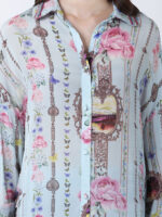 BABY BLUE REGIUM PRINTED VISCOSE CREPE CORD SET