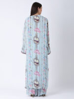 BABY BLUE REGIUM PRINTED VISCOSE GEORGETTE LUREX TUNIC SET