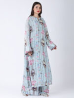 BABY BLUE REGIUM PRINTED VISCOSE GEORGETTE LUREX TUNIC SET