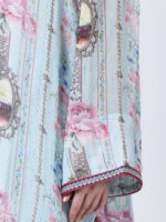 BABY BLUE REGIUM PRINTED VISCOSE GEORGETTE LUREX TUNIC SET
