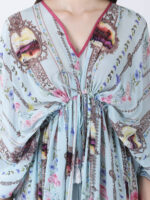 BABY BLUE REGIUM PRINTED VISCOSE CREPE KAFTAN