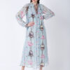 BABY BLUE REGIUM PRINTED VISCOSE GEORGETTE LUREX LONG DRESS